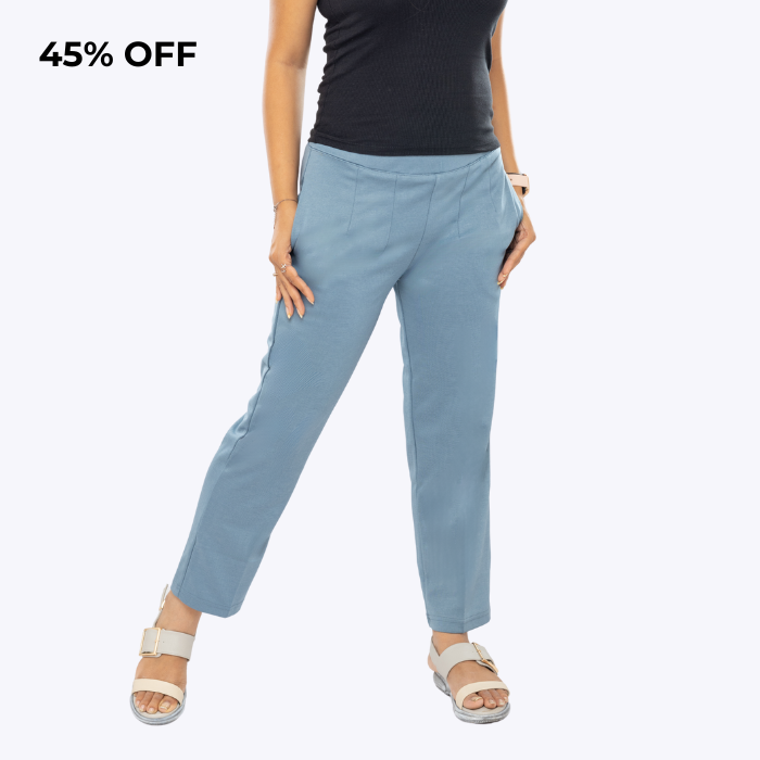 All-Day Easy Move Stretch Straight Fit Cigarette Pants - Sky Blue
