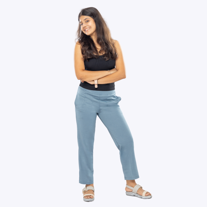 All-Day Easy Move Stretch Straight Fit Cigarette Pants - Sky Blue