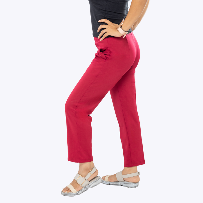 All-Day Easy Move Stretch Straight Fit Cigarette Pants - Ruby Wine
