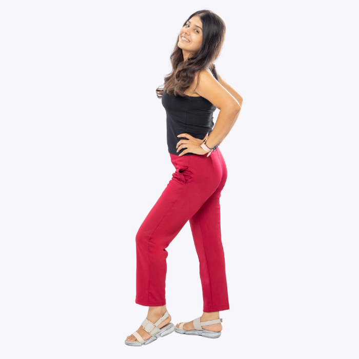 All-Day Easy Move Stretch Straight Fit Cigarette Pants - Ruby Wine