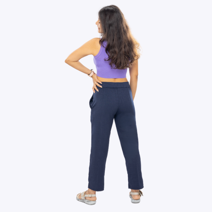 All-Day Easy Move Stretch Straight Fit Cigarette Pants - Navy Blue
