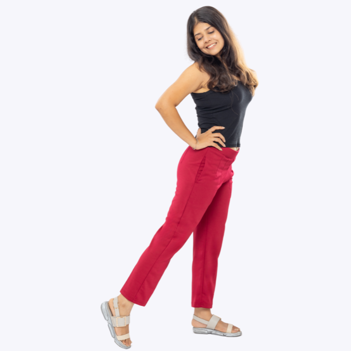 All-Day Easy Move Stretch Straight Fit Cigarette Pants - Ruby Wine
