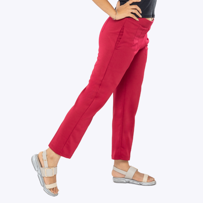 All-Day Easy Move Stretch Straight Fit Cigarette Pants - Ruby Wine
