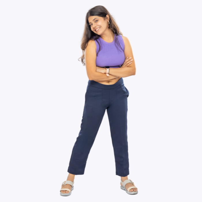 All-Day Easy Move Stretch Straight Fit Cigarette Pants - Navy Blue