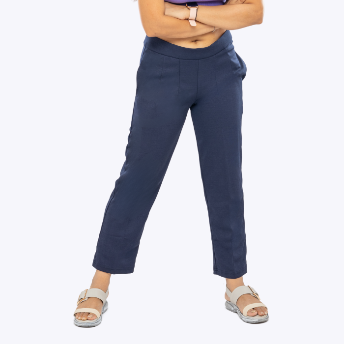 All-Day Easy Move Stretch Straight Fit Cigarette Pants - Navy Blue
