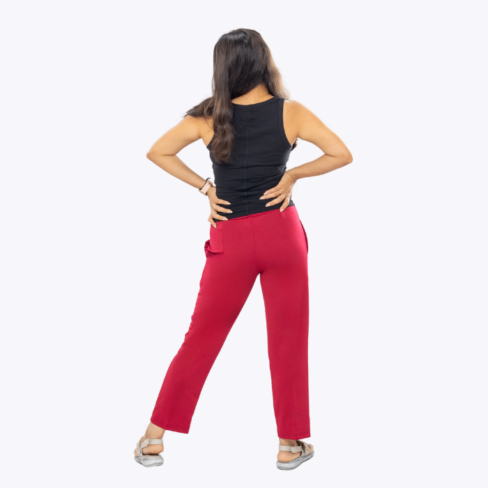 All-Day Easy Move Stretch Straight Fit Cigarette Pants - Ruby Wine