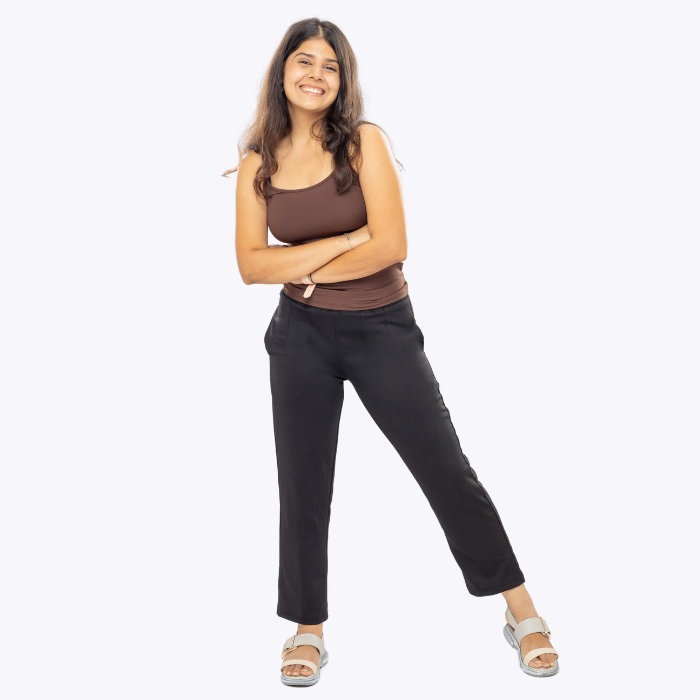 All-Day Easy Move Stretch Straight Fit Cigarette Pants - Royal Black