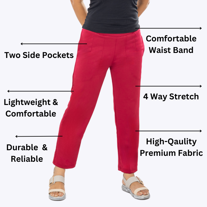 All-Day Easy Move Stretch Straight Fit Cigarette Pants - Ruby Wine