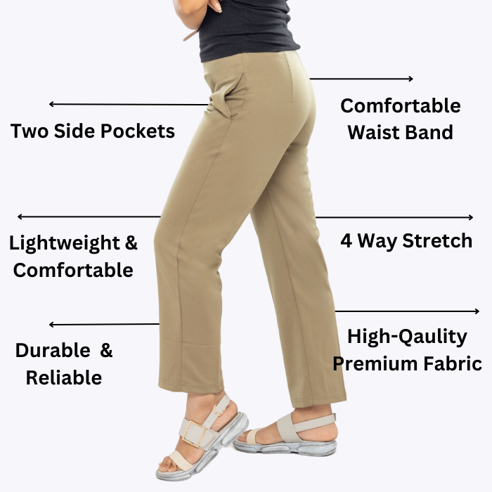 All-Day Easy Move Stretch Straight Fit Cigarette Pants - Classic Khaki