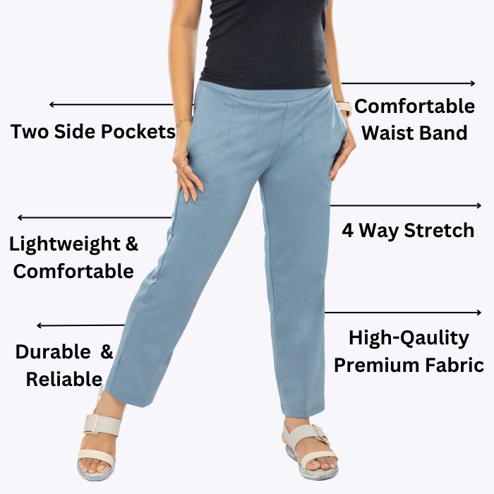 All-Day Easy Move Stretch Straight Fit Cigarette Pants - Sky Blue