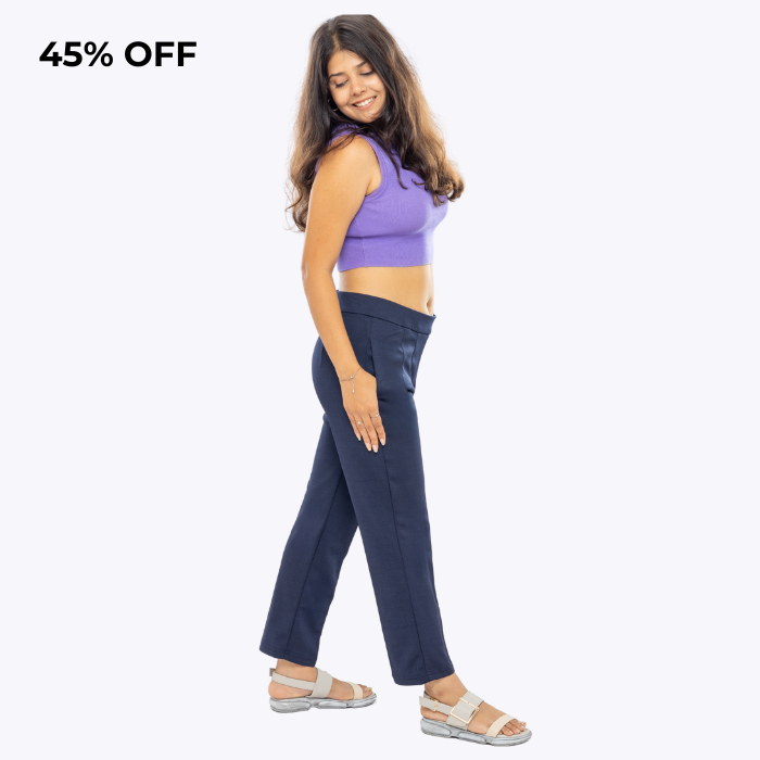 All-Day Easy Move Stretch Straight Fit Cigarette Pants - Navy Blue