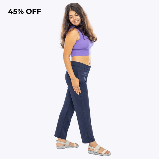 All-Day Easy Move Stretch Straight Fit Cigarette Pants - Navy Blue