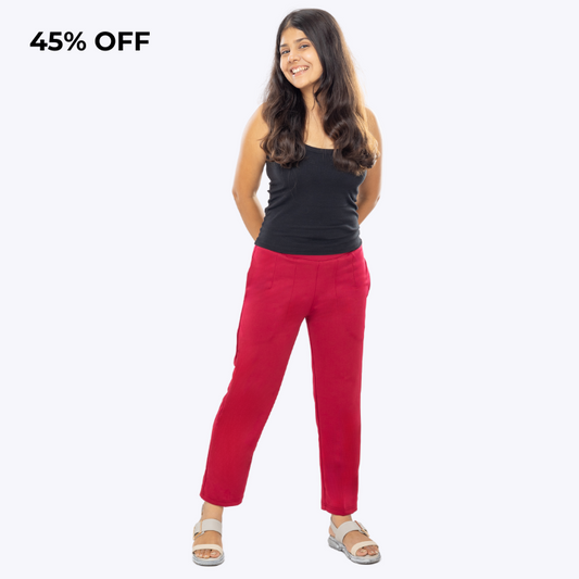 All-Day Easy Move Stretch Straight Fit Cigarette Pants - Ruby Wine