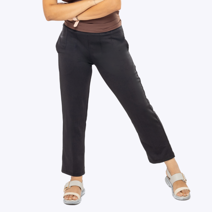 All-Day Easy Move Stretch Straight Fit Cigarette Pants - Royal Black