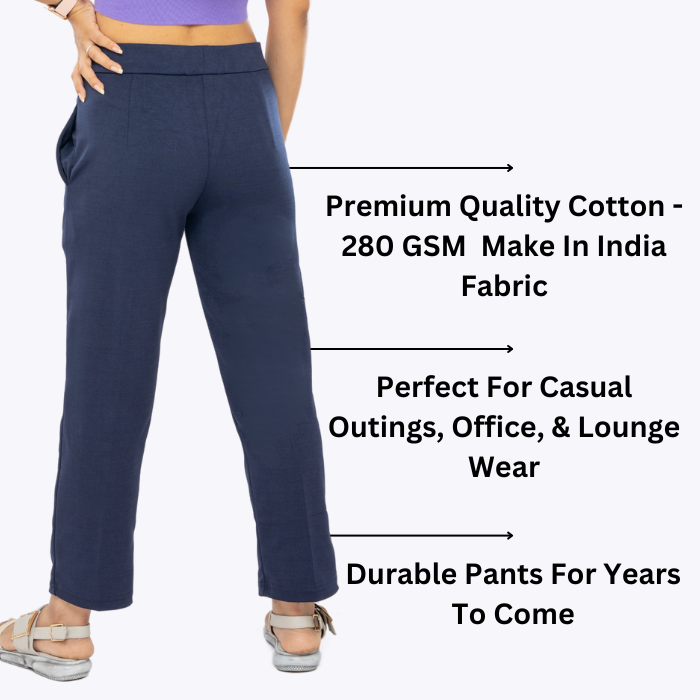 All-Day Easy Move Stretch Straight Fit Cigarette Pants - Navy Blue